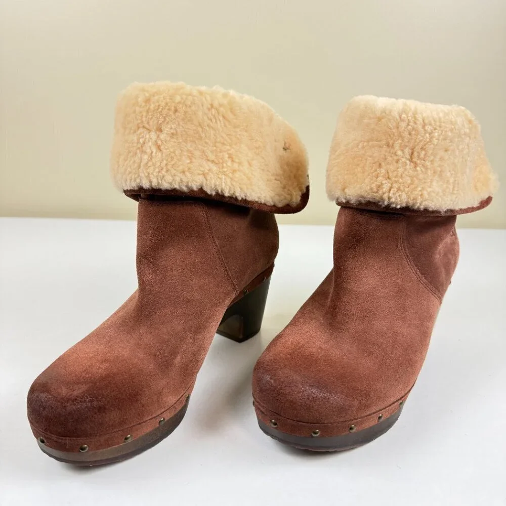 Like New UGG Lynnea Burnished Suede Foldable Shearling Boots S/N 3204